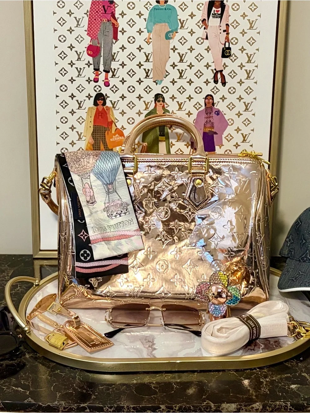 Rose Gold Embossed Dome Satchel - Designer-Inspired Women’s Bag